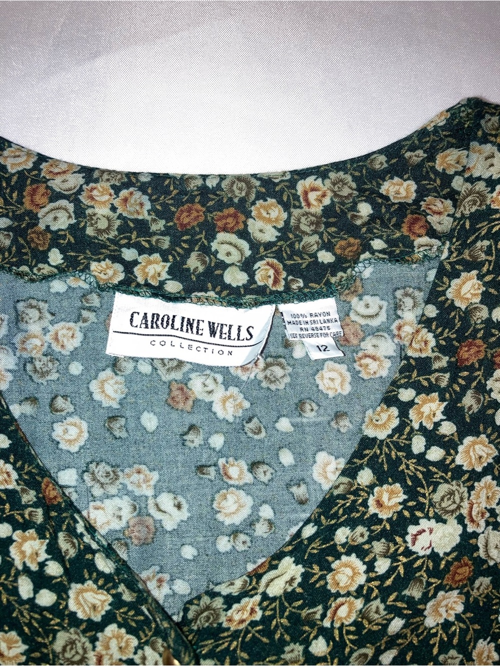 Caroline DeWitt Dark Green Floral Button-Front Midi Dress - Picture 3 of 7